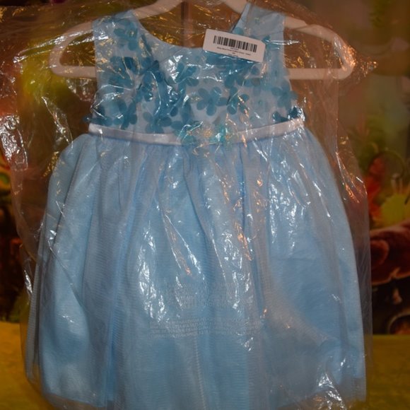 NWT ~ So Sweet! Kids Dream Baby Blue Floral Chiffon Dress L 18 mo - Picture 2 of 6